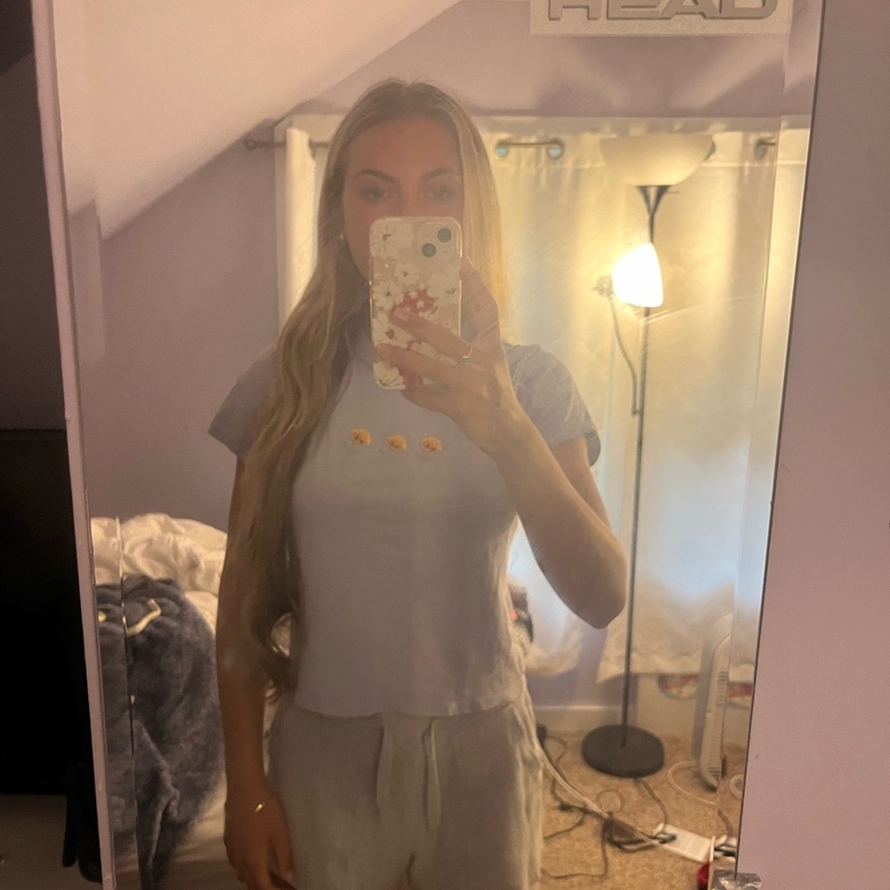 Brandy Melville light blue poppy t-shirt